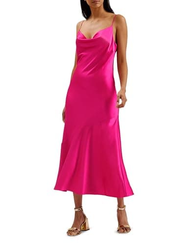 Image of Ted Baker London tunca-Satin Cowl Neck Evening midi Dress, BRT-Pink