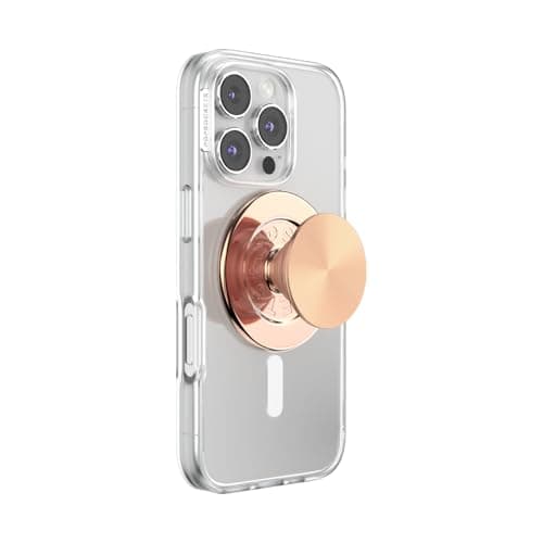 Image of PopSockets MagSafe Phone Grip with Kickstand, Magnetic Stand, Interchangeable Top, Secure Grip for iPhone MagSafe Cases, Phone and Tablet Grip - Radial Rose Gold