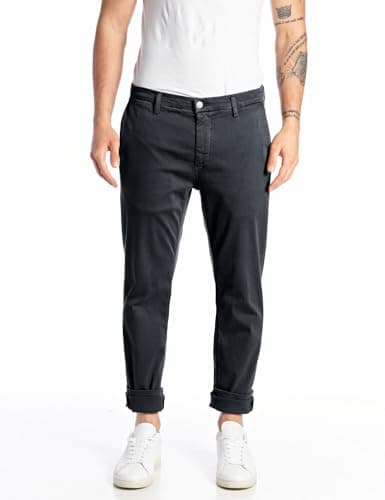 Image of REPLAY Herren Chino Zeumar Slim-Fit Hyperflex X-Lite mit Stretch, Blau (Blue 010-1), 33W / 30L