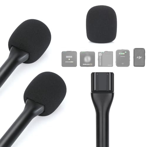 Image of YOUSHARES Pack of 2 Interview GO Handheld Adapter for DJI Mic 1/2, Rode Wireless GO I/II, Rode Wireless Me/Pro - Holder Hand Adapter Clip with Wind Protection Compatible with Most Lavalier Mics