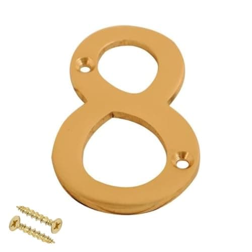 Image of Brass Door Numbers Screw On 3 Inch Door Number Elegant and Bold Door Numerals Suitable for All Door Types Including Wooden uPVC and Composite Number 8.