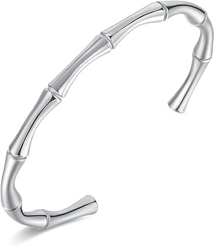 Image of Halo's London 925 Sterling Sliver Adjustable Bamboo Bangle For Women
