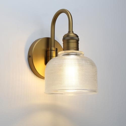 Image of Yosoan Vintage Textured Glass Sconce Wall Light Fitting, Industrial Wall Lights for Bedroom Loft Bar Kitchen Living Room Doorway (Antique Gold)