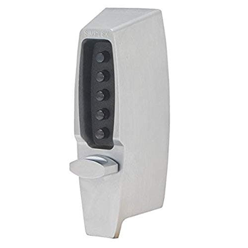 Image of Simplex - 710826D Kaba 7100 Series Metal Mechanical Pushbutton Auxiliary Lock with Thumbturn, 25mm Tubular Deadbolt, Flat Front Face Plate, 60mm Backset, Satin Chrome Finish