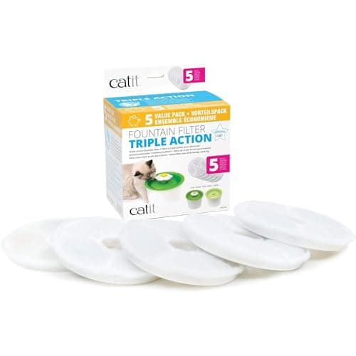 Image of Genuine Catit Fountain Filters for 3 Litre Flower Fountain, Fresh and Clear Fountains Only, Pack of 5
