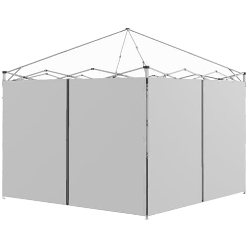 Image of Outsunny Gazebo Side Panels with Zipped Doors, for 3x3 m or 3x6 m Pop Up Gazebo, 2 Pack Sides Replacement, Light Grey
