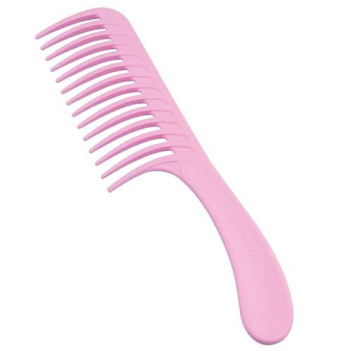 Image of Denman Wide Tooth Detangling Comb – Curved Pin Comb for Detangling, Curl Defining & Smoothing - Wet Comb for All Hair Types, Women and Men, D28 Pink Crush