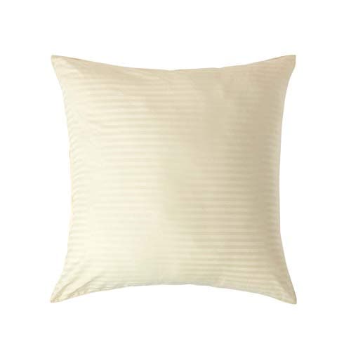 Image of HOMESCAPES Pastel Yellow Pure Egyptian Cotton Euro Size Pillowcase 80 x 80 cm 330 TC 500 Thread Count Percale Equivalent Satin Stripe Pillow Case with Zip