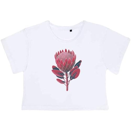 Image of Azeeda Large 'Protea Flower ' Adult's Cotton Crop Top (CO00172323) White