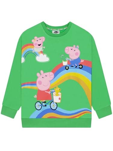 Image of Peppa Pig Boys Jumper, George Pig Kids Sweatshirt, Peppa George And Evie Boys Clothes, Green, 2-3 Years