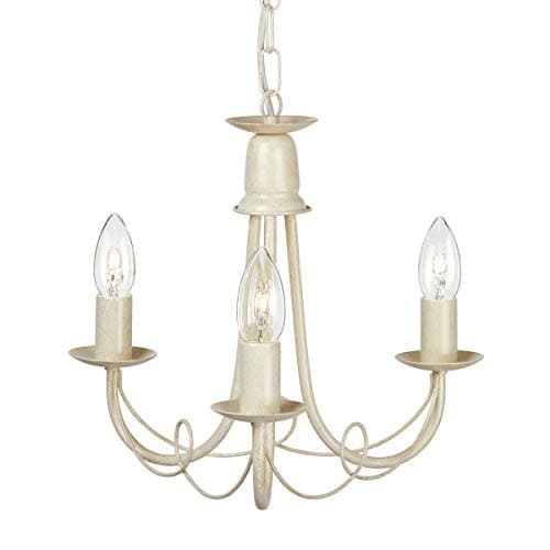 Image of 3 Bulb Chandelier Hanging Pendant Light - Ivory/Gold - LED E14 60W Bulb