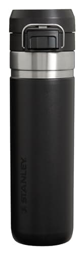 Image of Stanley Quick Flip GO Water Bottle 24 OZ | Push Button Lid | Leakproof & Packable for Travel & Sports | Insulated Stainless Steel | BPA-Free | Black 2.0