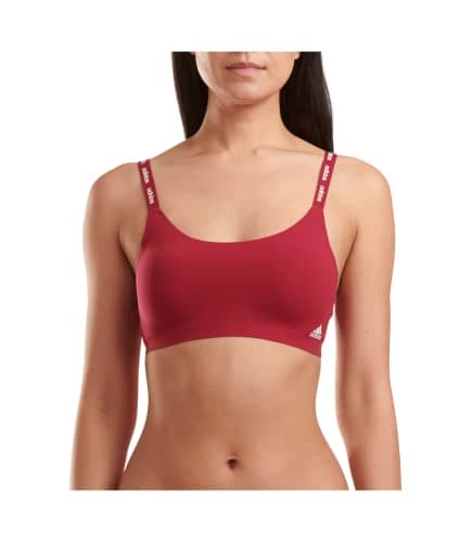 Image of adidas Women's Active Micro Flex Wireless Seamless Lounge Bra, Burgundy, L