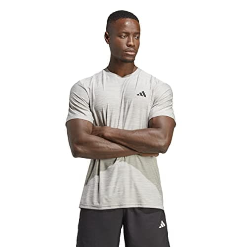 Image of adidas Men's Train Essentials Stretch Training Tee, MGH Solid Grey/White/Black, S