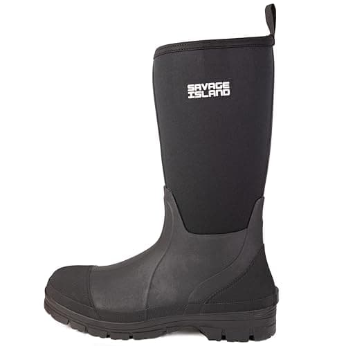 Image of Savage Island Arran Waterproof Neoprene Wellington Boots - Insulated Rubber Warm Wellies - Black, UK8