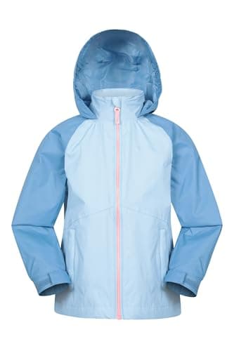 Image of Mountain Warehouse Torrent II Kids Waterproof Jacket - Ripstop Outer Rain Coat, Taped Seams, Mesh Lined, Zipped Pockets - Spring Summer, Travelling, Camping Teal (Lightweight) Kids Size 9-10 Years