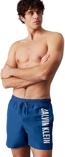 Image of Calvin Klein Men’s Medium Drawstring Swim Shorts, Blue (Patch of Blue), M