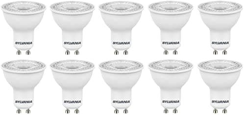 Image of Sylvania GU10 LED Light Bulbs – 5W (50W Equivalent), 345 Lumen, Warm White (3000K) – Glass Lens Finish, Energy Efficient Spotlights – 10 Pack