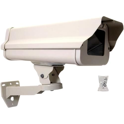 Image of BeElion 2Part in Set Aluminum Weatherproof CCTV Camera Housing with Adjustable Mount Bracket - Heavy Duty Indoor/Outdoor Security Surveillance Box with Lockable Lid & Glass Lens