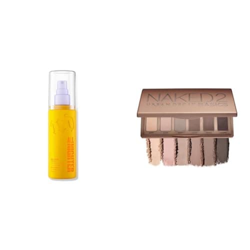 Image of Urban Decay All Nighter Glow Setting Spray & Naked Basics 2 Eyeshadow Palette Bundle, Radiant Glow Makeup Setting Spray with Matte Neutral Eyeshadow Palette, Smudge & Fade Resistant