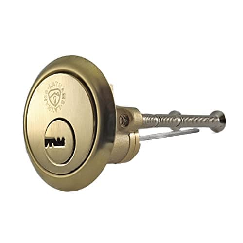 Image of Security Rim Cylinder - 2 Dimple Keys, 6 pins, Yale Night Latch Replacement - Polished Brass Finish