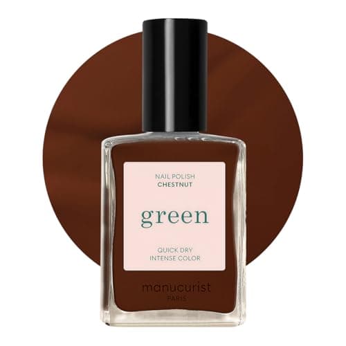 Image of Manucurist Green™ Chestnut - Brown Nail Polish Quick Dry - Natural Classic Nail Varnish 9-Free - Vegan and Plant-Based - Manicure & Nails Care - 15 ml