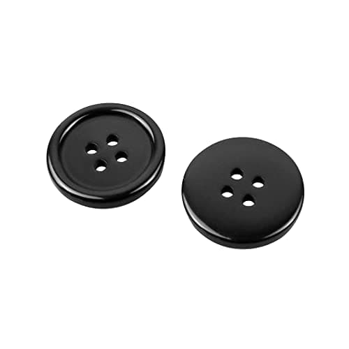 Image of 20Pcs Resin Buttons Black Round Button 25mm 4Hole (Black-25mm-20Pack)