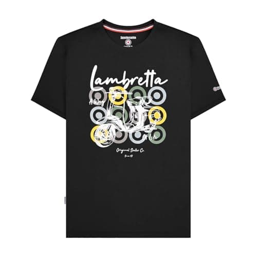 Image of Lambretta Mens Scooter Retro T Shirt (UK, Alpha, L, Regular, Regular, Black)