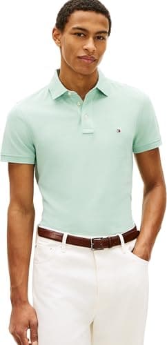 Image of Tommy Hilfiger Men's 1985 Slim Polo MW0MW17771 S/S Polo, Green, M