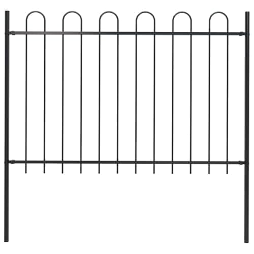 Image of vidaXL Garden Fence BOXTEL with Hoop Top Steel 181x120 cm Black
