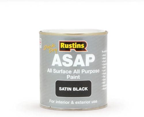 Image of ASA® Rustins ASAP All Surface All Purpose Quick Dry Paint for Exterior & Interior Use Satin Black 500ml
