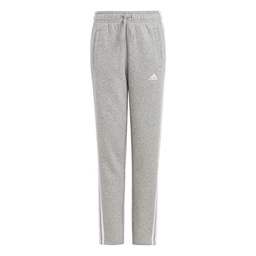Image of adidas Girl's Essentials 3-Stripes Pants, Medium Grey Heather/White, 11-12 Years