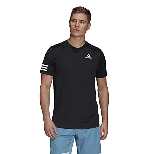 Image of Adidas Originals Men's Club Tennis 3-Stripes Tee Shirt, Black/White, Medium