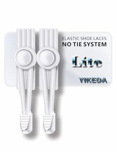 Image of YIKEDA No Tie Elastic Laces 120CM Elastic Shoe Laces No Tie Elastic Shoelace Lock System Suitable for Kids Adults Elderly Disabled (White)
