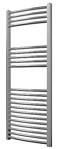 Image of Greened House Chrome Curved Heated Towel Rail 500mm Wide x 1200mm High Central Heating Towel Radiator