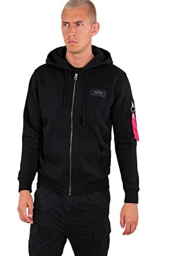 Image of Alpha Industries Back Print Zip Hoodie for men Black