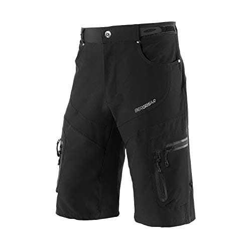 Image of BERGRISAR Men's Cycling Shorts MTB Mountain Bike Shorts Loose Fit with 6 Pockets 1806BG Black Size Large