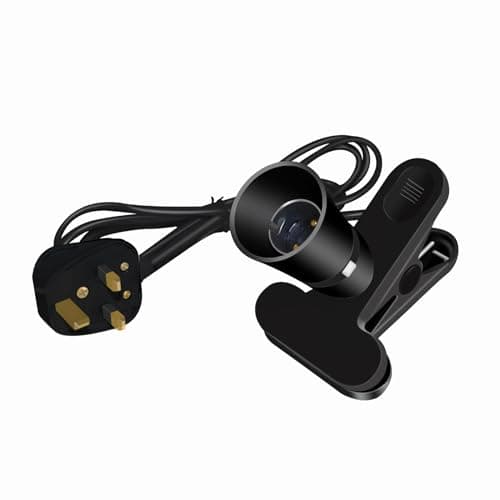 Image of Caldarax Clip Desk Lamp Holder B22, BC Bayonet Bulb Holder Clip on Light UK Plug 2M Cable, Portable Light Bulb Socket with Switch Reading Light for Table Bedroom Office Garage, 1 Pack (Black)