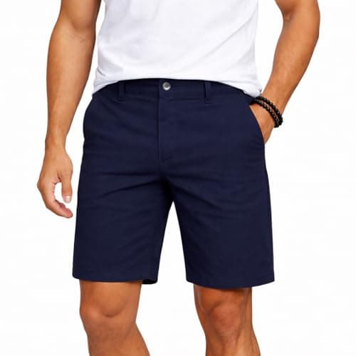 Image of Blu Apparel Mens Cotton Stretch Classic Chino Shorts Summer Shorts for Men (UK, Waist, 36, Regular, Regular, Navy)