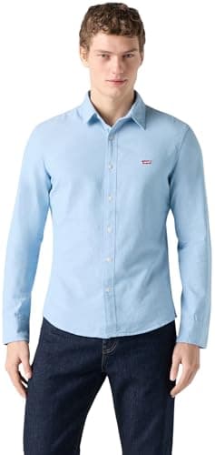 Image of Levi's Men's Long-Sleeve Battery Housemark Slim Shirt, Allure, size XL
