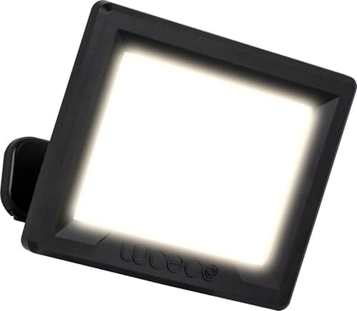 Image of Luceco Outdoor Security LED Floodlight for Driveways, Walkways and Gardens, Fit and Tilt Multi-Positioning, Exterior Lighting, Luceco Essence, Black, IP65, 30W, 3150lm, 4000K, EFLD30B40