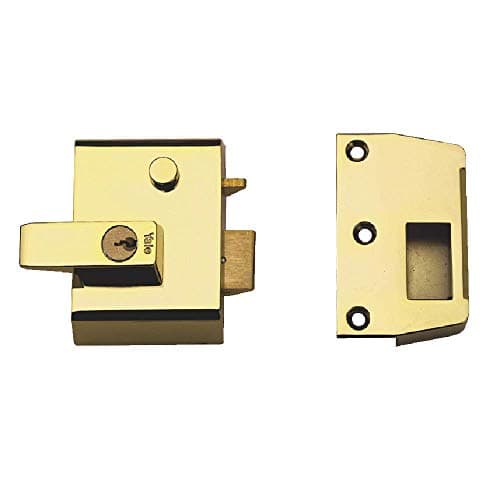 Image of Yale B-2-BLX-PB-40 Double Locking Nightlatch, 40 mm Backset, Brass Finish, High Security, can be Locked from Inside with Key, Brasslux