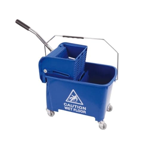 Image of CVS2020.COM 20L Commercial Mop Bucket with Built-in Wringer - Ergonomic Design, Heavy-Duty Cleaning Trolley on Wheels, Easy Emptying & Filling, Efficient Water Removal for Quick Drying (Blue)