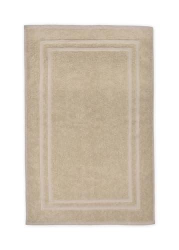 Image of Velosso 100% Cotton Super Soft and Absorbent Bath Mat Shower Mat 50cms x 80cms Hotel Stripe (Natural)