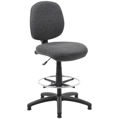 Image of Office Furniture Online Comfort Draughtsman Chair - Ergonomic Fabric Office Chair - Foot Ring, Height Adjustable - Charcoal