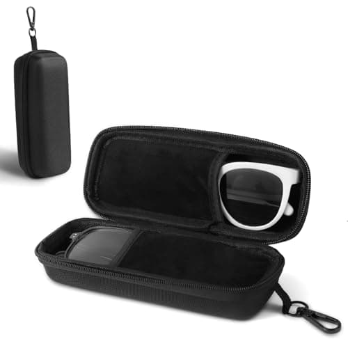 Image of BHHBMT Double Eyeglasses Case, EVA Zipper Hard Shell Dual Sunglasses Organizer Portable Travel Glasses Case Sunglasses Case with Metal Hook for 2 Pairs of Glasses
