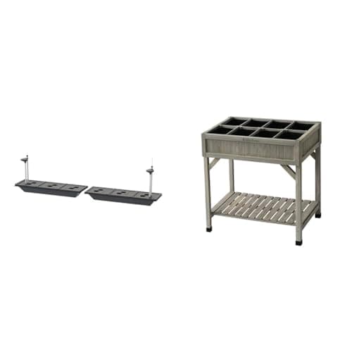 Image of VegTrug Classic Self Watering Kit Medium 1.8m, Black & 8 Pocket herb Planter Grey
