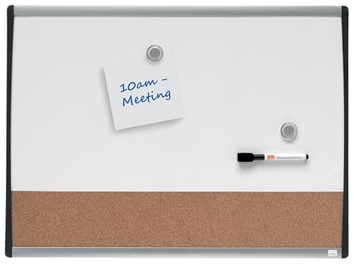 Image of Nobo Small Magnetic Whiteboard With Cork Notice Board, Arched Frame, Wall Mountable, Portrait Or Landscape, Home/Office, 585 x 430 mm, 1903810,A2, Light Brown