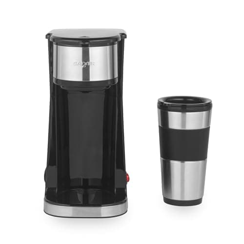Image of Salter One Cup Coffee Maker – Brew & Go Filter Coffee Machine, Includes 420ml Stainless Steel Travel Mug, Suitable For Ground Coffee/Pads, Washable & Reusable Filter, Brew Coffee In 3-4 Minutes