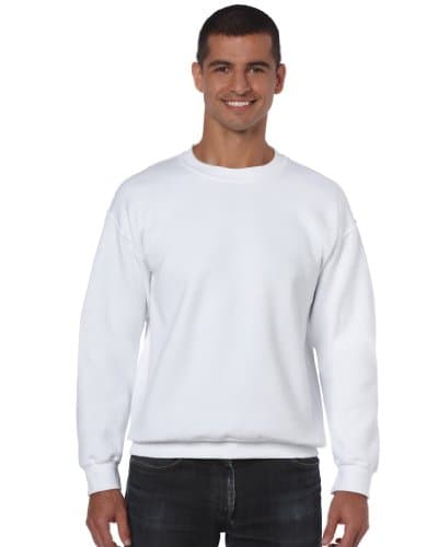 Image of Gildan Men's Adult Crew Neck 18000 Long Sleeve Sweatshirt, White, Large
